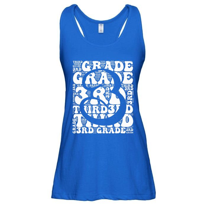 Typography Groovy Third Grade Teacher Back To School Ladies Essential Flowy Tank