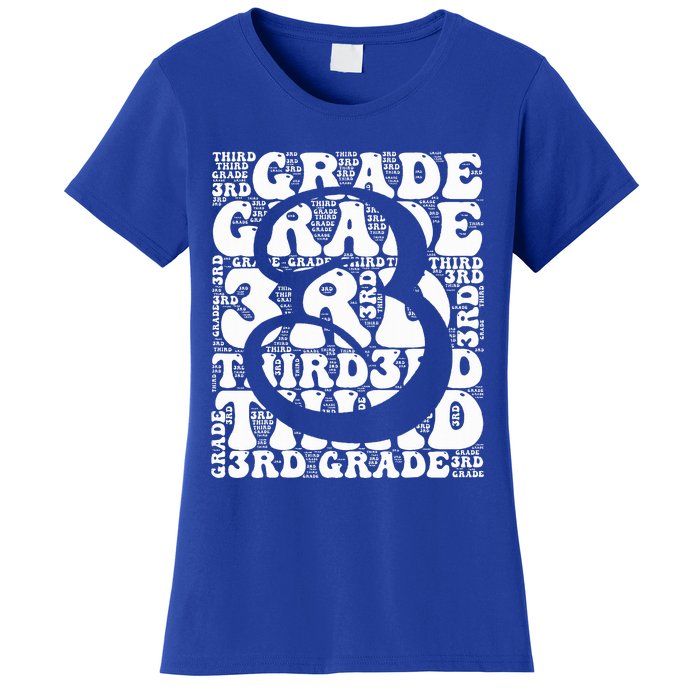 Typography Groovy Third Grade Teacher Back To School Women's T-Shirt