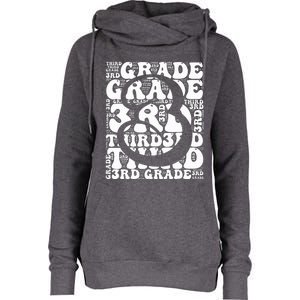 Typography Groovy Third Grade Teacher Back To School Womens Funnel Neck Pullover Hood