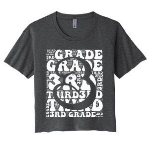 Typography Groovy Third Grade Teacher Back To School Women's Crop Top Tee