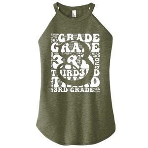 Typography Groovy Third Grade Teacher Back To School Women's Perfect Tri Rocker Tank