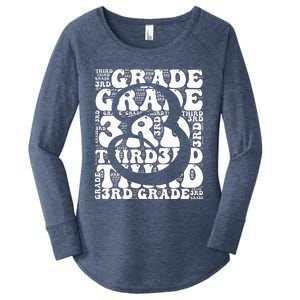 Typography Groovy Third Grade Teacher Back To School Women's Perfect Tri Tunic Long Sleeve Shirt