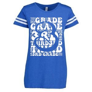 Typography Groovy Third Grade Teacher Back To School Enza Ladies Jersey Football T-Shirt