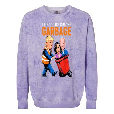 Trump Garbage Truck Humor Election 2024 Biden Colorblast Crewneck Sweatshirt