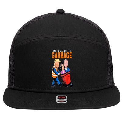 Trump Garbage Truck Humor Election 2024 Biden 7 Panel Mesh Trucker Snapback Hat