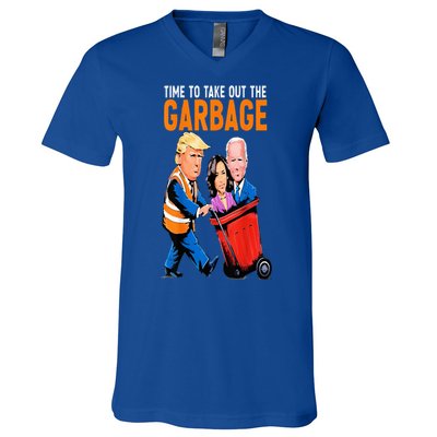 Trump Garbage Truck Humor Election 2024 Biden V-Neck T-Shirt