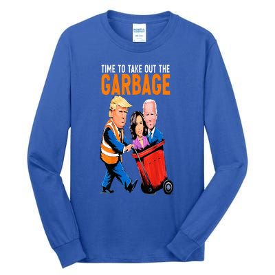 Trump Garbage Truck Humor Election 2024 Biden Tall Long Sleeve T-Shirt