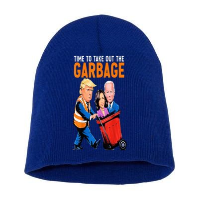 Trump Garbage Truck Humor Election 2024 Biden Short Acrylic Beanie