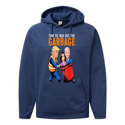 Trump Garbage Truck Humor Election 2024 Biden Performance Fleece Hoodie