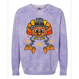 Thanksgiving Gamer Turkey Thanksgiving Turkey Video Game Cute Gift Colorblast Crewneck Sweatshirt