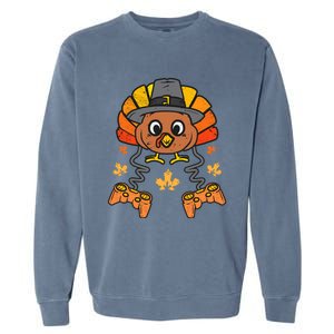 Thanksgiving Gamer Turkey Thanksgiving Turkey Video Game Cute Gift Garment-Dyed Sweatshirt