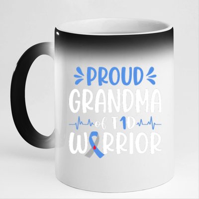 T1D Grandma Type 1 Diabetes Awareness Gift 11oz Black Color Changing Mug