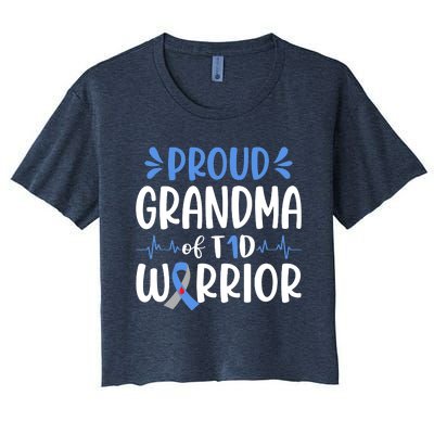 T1D Grandma Type 1 Diabetes Awareness Gift Women's Crop Top Tee