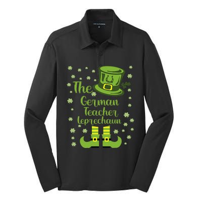 The German Teacher Leprechaun Group Matching St Patricks Day Silk Touch Performance Long Sleeve Polo