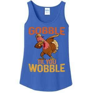 Thanksgiving Gobble Til You Wobble Funny Dabbing Turkey Gift Ladies Essential Tank