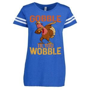 Thanksgiving Gobble Til You Wobble Funny Dabbing Turkey Gift Enza Ladies Jersey Football T-Shirt