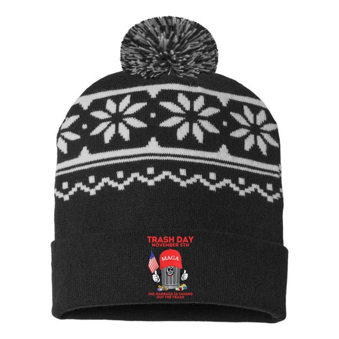 Trump Garbage Trash Day November 5 Garbage Taking Out Trash USA-Made Snowflake Beanie