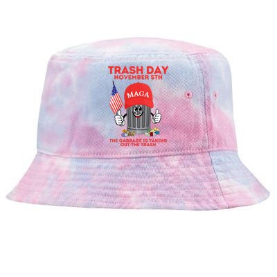 Trump Garbage Trash Day November 5 Garbage Taking Out Trash Tie-Dyed Bucket Hat