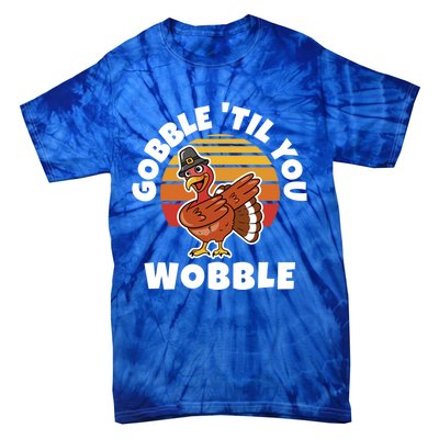 Thanksgiving Gobble Til You Wobble Dabbing Turkey Gift Tie-Dye T-Shirt