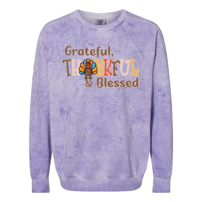 Turkey Grateful Thankful Blessed Thanksgiving Cool Gift Colorblast Crewneck Sweatshirt