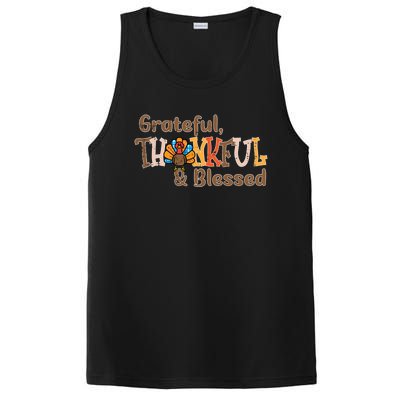 Turkey Grateful Thankful Blessed Thanksgiving Cool Gift PosiCharge Competitor Tank