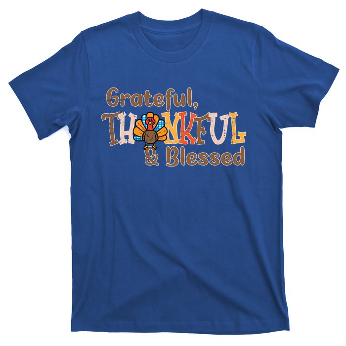 Turkey Grateful Thankful Blessed Thanksgiving Cool Gift T-Shirt