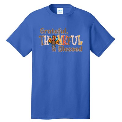 Turkey Grateful Thankful Blessed Thanksgiving Cool Gift Tall T-Shirt