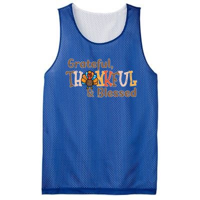 Turkey Grateful Thankful Blessed Thanksgiving Cool Gift Mesh Reversible Basketball Jersey Tank