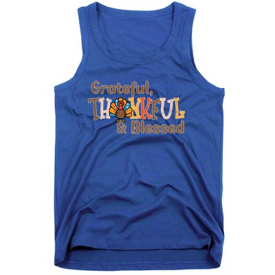 Turkey Grateful Thankful Blessed Thanksgiving Cool Gift Tank Top