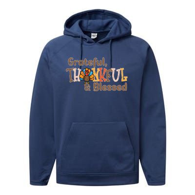 Turkey Grateful Thankful Blessed Thanksgiving Cool Gift Performance Fleece Hoodie