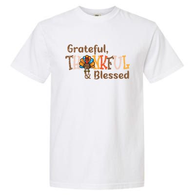 Turkey Grateful Thankful Blessed Thanksgiving Cool Gift Garment-Dyed Heavyweight T-Shirt