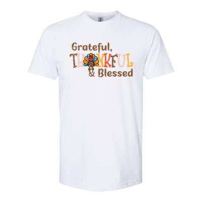 Turkey Grateful Thankful Blessed Thanksgiving Cool Gift Softstyle CVC T-Shirt