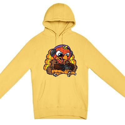 Turkey Gamer Thanksgiving Day Cool VideoGames Gaming Fall Cute Gift Premium Pullover Hoodie