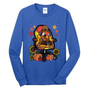 Turkey Gamer Thanksgiving Day Gaming VideoGame Gamer Gift Tall Long Sleeve T-Shirt