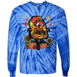 Turkey Gamer Thanksgiving Day Gaming VideoGame Gamer Gift Tie-Dye Long Sleeve Shirt