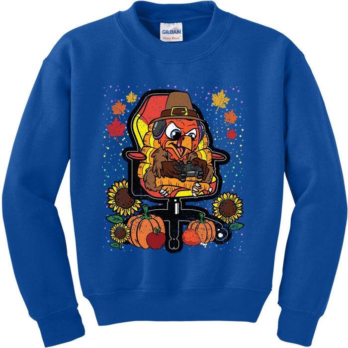 Turkey Gamer Thanksgiving Day Gaming VideoGame Gamer Gift Kids Sweatshirt