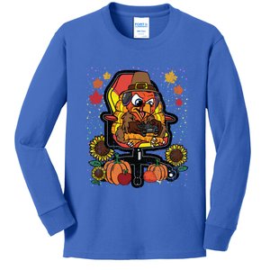 Turkey Gamer Thanksgiving Day Gaming VideoGame Gamer Gift Kids Long Sleeve Shirt