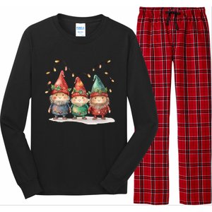 Three Gnomies Tree Christmas Cute Xmas Three Gnomies Gift Long Sleeve Pajama Set