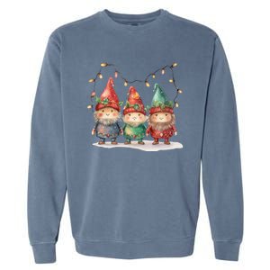 Three Gnomies Tree Christmas Cute Xmas Three Gnomies Gift Garment-Dyed Sweatshirt