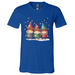 Three Gnomies Tree Christmas Cute Xmas Three Gnomies Gift V-Neck T-Shirt