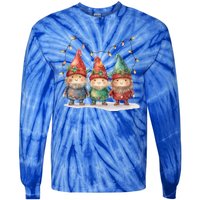 Three Gnomies Tree Christmas Cute Xmas Three Gnomies Gift Tie-Dye Long Sleeve Shirt