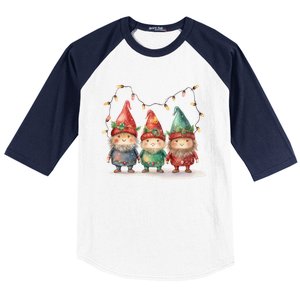 Three Gnomies Tree Christmas Cute Xmas Three Gnomies Gift Baseball Sleeve Shirt