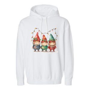 Three Gnomies Tree Christmas Cute Xmas Three Gnomies Gift Garment-Dyed Fleece Hoodie