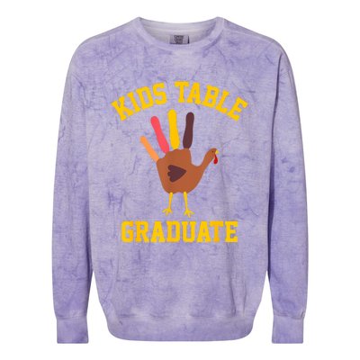 Table Graduate Thanksgiving Turkey Handprint Colorblast Crewneck Sweatshirt