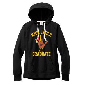 Table Graduate Thanksgiving Turkey Handprint Women's Fleece Hoodie