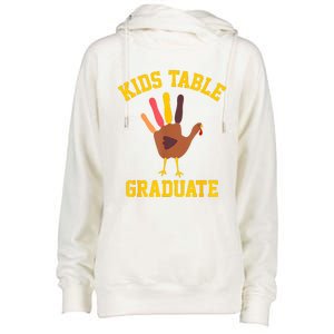 Table Graduate Thanksgiving Turkey Handprint Womens Funnel Neck Pullover Hood