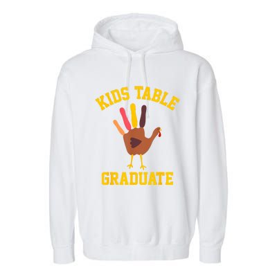 Table Graduate Thanksgiving Turkey Handprint Garment-Dyed Fleece Hoodie