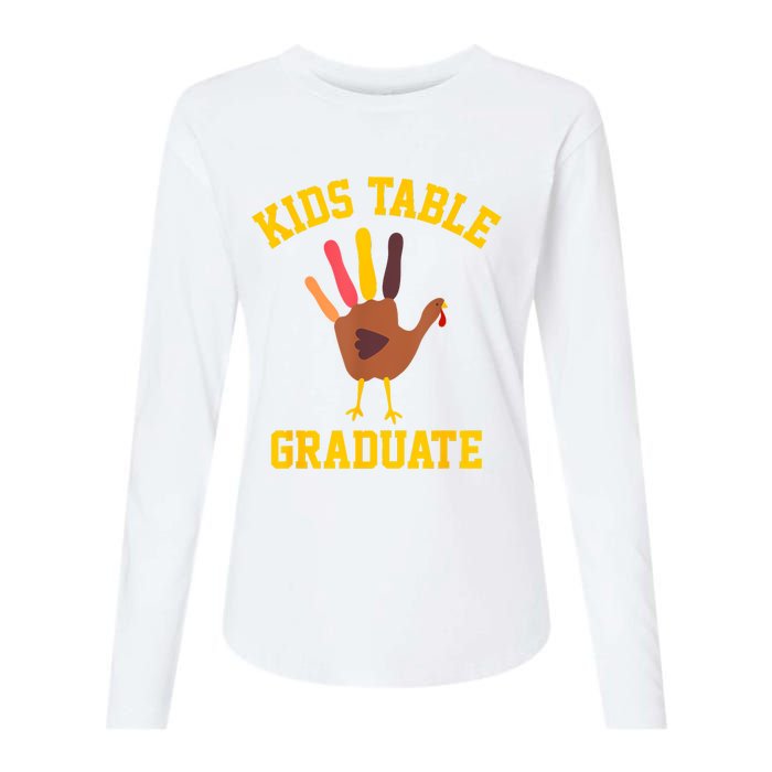 Table Graduate Thanksgiving Turkey Handprint Womens Cotton Relaxed Long Sleeve T-Shirt