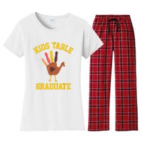 Table Graduate Thanksgiving Turkey Handprint Women's Flannel Pajama Set