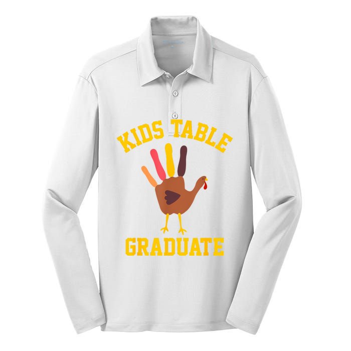 Table Graduate Thanksgiving Turkey Handprint Silk Touch Performance Long Sleeve Polo